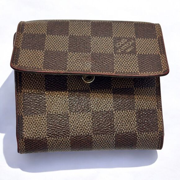 Authentic LOUIS VUITTON Elise Wallet Trifold Portefeuille Damier Ebene Canvas - Picture 8 of 15